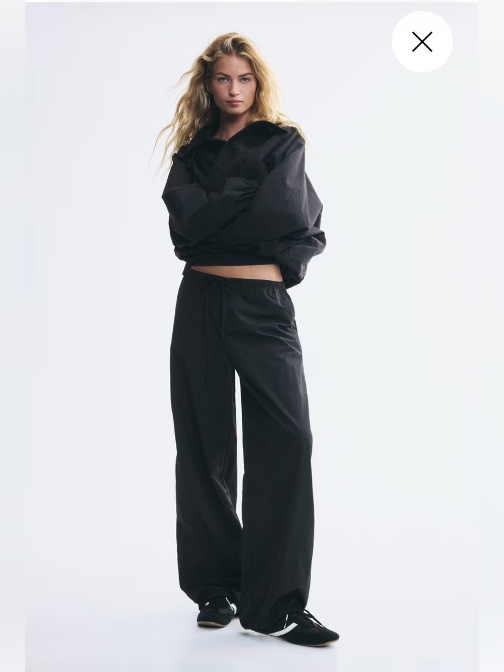 Parachute Cargo Lightweight Nylon Black Pants, Sz M